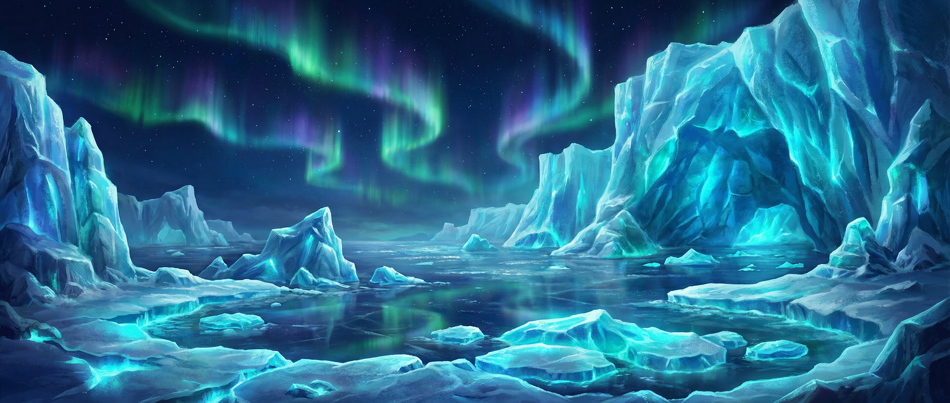 jdb电子 冰川裂隙极地背景 - 极光与冰川交汇的壮丽景象